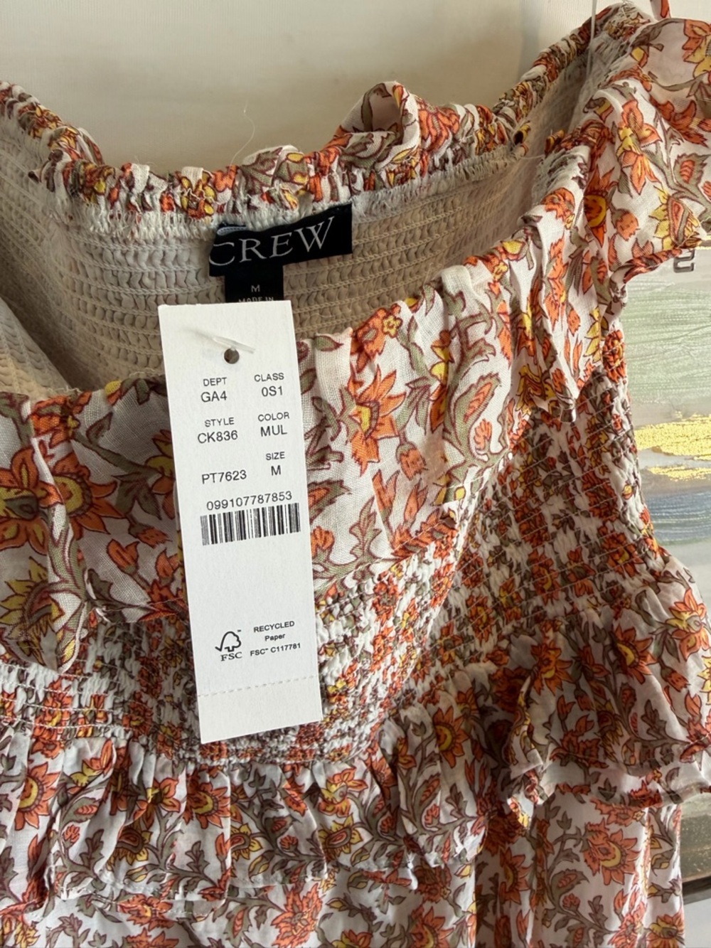 Jcrew Smocked Floral Maxi Dress in Sunset Rose color, size M, NWT - Picture 4 of 4